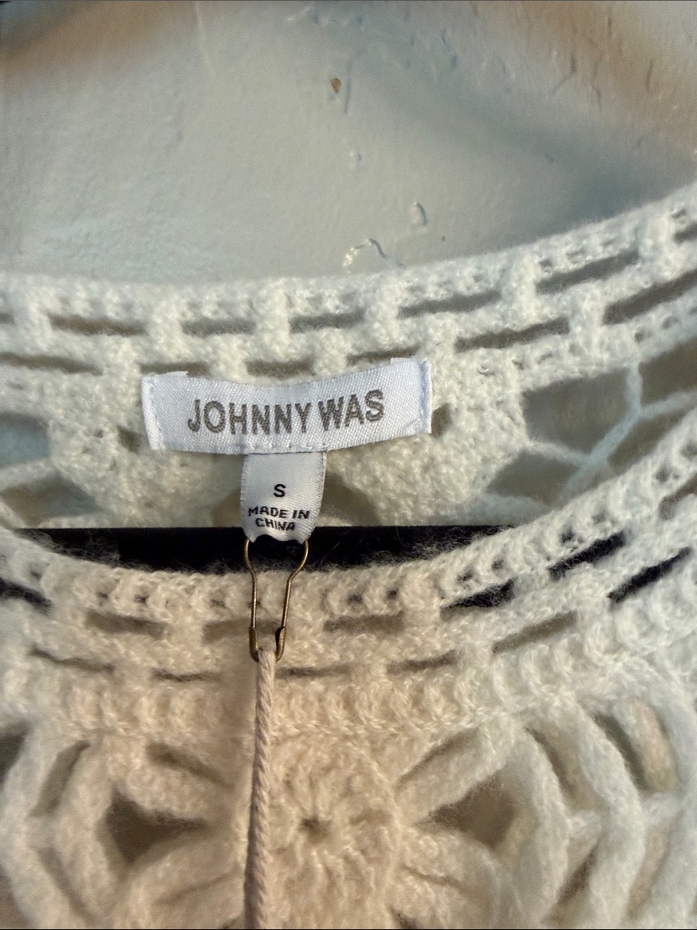 Johnny Was Cream Crochet Openwork Scoop Neck Sweater - Picture 3 of 7